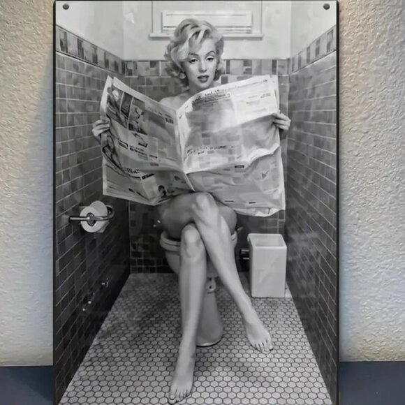 Marilyn Monroe Other - Marilyn Monroe Sexy Retro Bathroom Metal Sign 8x12" Black White Pinup Wall Art